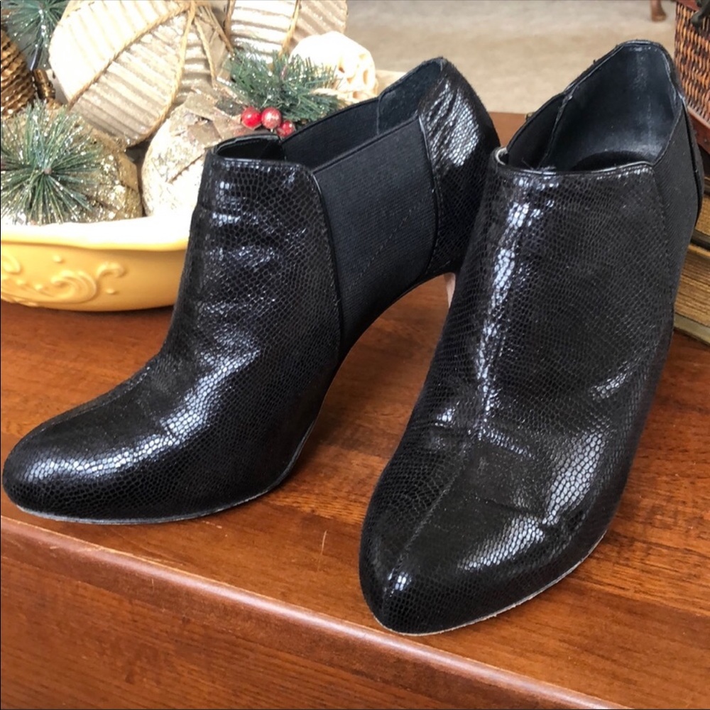 WHBM  spike heel ankle booties.